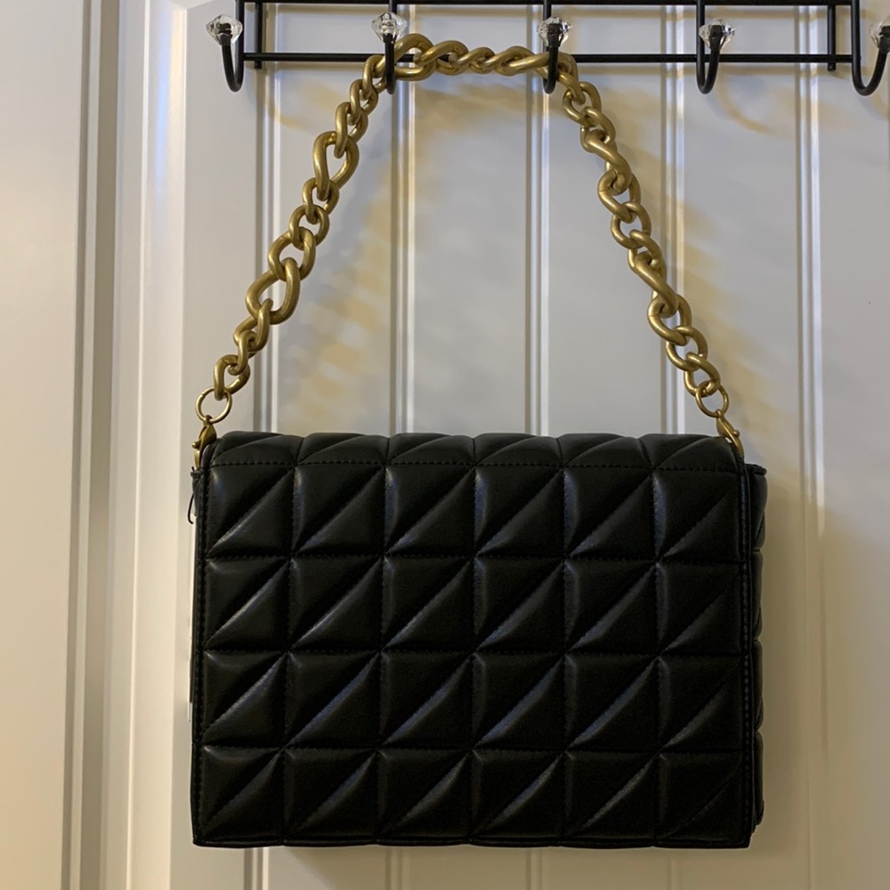 Zara Black Quilt Leather Bag - Picture 1 of 10